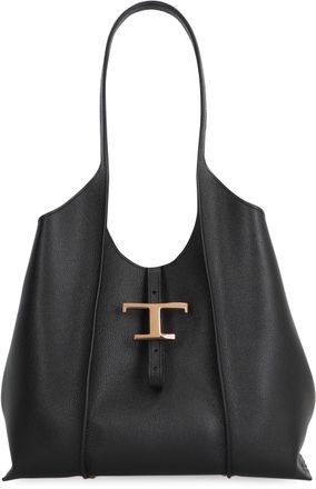 Tod's Womens Leather Tote T Timeless Black Calf Bags