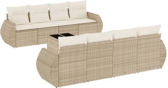 vidaXL Set De Sof&aacute;s De Jard&iacute;n 9 Pzas Con Cojines Rat&aacute;n Sint&eacute;tico Beige Vidaxl