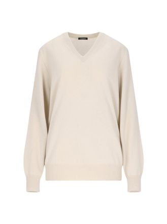 Canessa V-Neck Sweater In Cream Cashmere