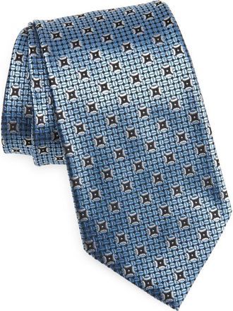 Ermenegildo Zegna Medallion Mulberry Silk Tie in Light Blue at Nordstrom