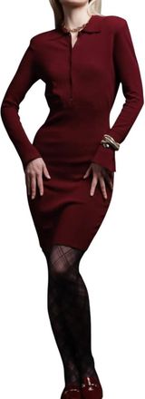 Minnie Rose Collar Dress With Split Cuff In Bordeaux