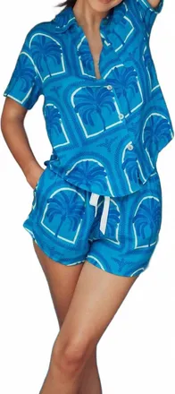 Kilo Brava Cotton Shortie Pj Set In Resort Palms