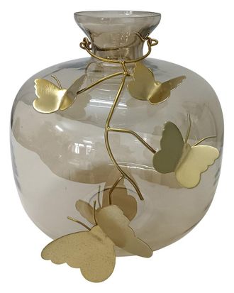 Sagebrook Home 10In Vase With Butterfly Garland