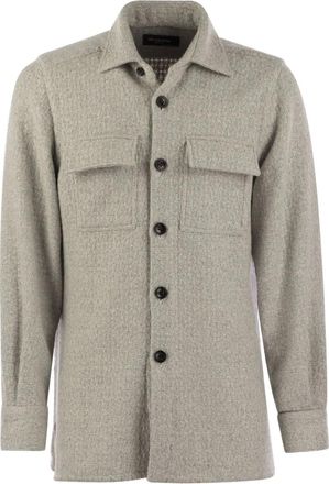 Kiton Giacca-camicia con applicazione - Grigio