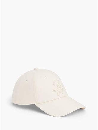 Tommy Hilfiger Womens Embroidered Script Monogram Baseball Cap - Ivory