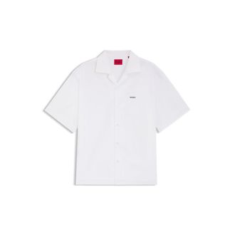 HUGO BOSS Oversized-fit shirt in paper-touch cotton