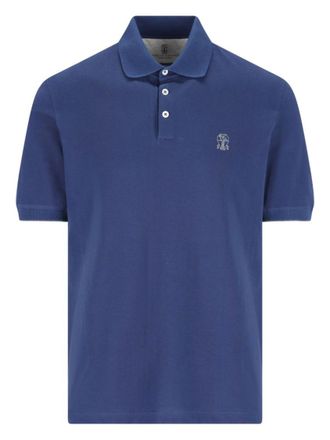 Brunello Cucinelli Blue Embroidered Logo Polo