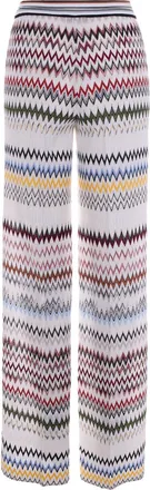 Missoni Womens Wide Trousers Viscose Zig Zag Multicolour Multicolour-White Multicolour/white