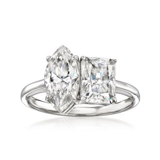 Ross-Simons Moissanite Toi Et Moi Ring in Sterling Silver