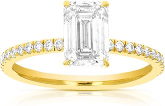 Vir Jewels 2 cttw Emerald Lab Grown Diamond Engagement Solitaire Ring in 14K Yellow Gold For Women