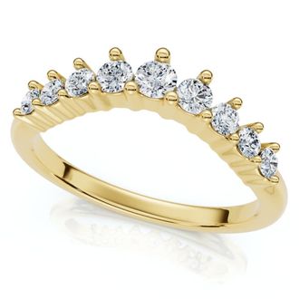 Pompeii3 3/8Ct Diamond Contour Wedding Guard Ring Womens Band 14k Gold Lab Grown