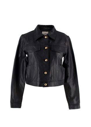 DL1961 Black Obsidian Vika Leather Trucker Jacket Size XS