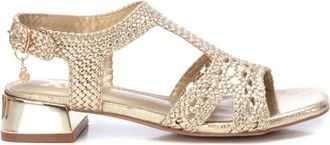 Xti Womens Low Wedge Sandals In Gold
