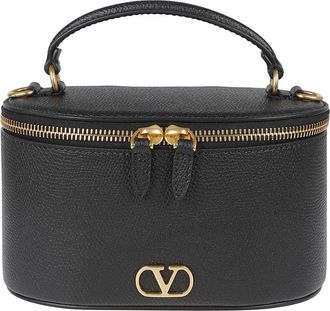 Valentino Garavani Vlogo Signature Mini Vanity Bag - Dames - Handtassen - Zwart - ONE Size - Leer - Tassen