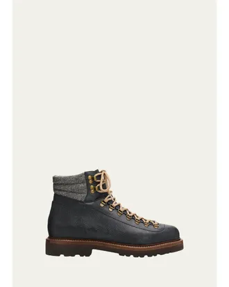 Brunello Cucinelli Mens Leather Lug-Sole Ankle Boots
