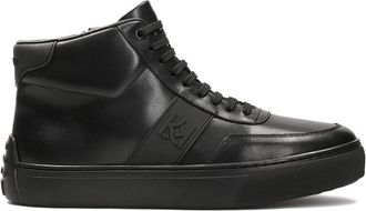 Kazar Leren sneakers met hoge top en monogramontwerp - Heren - Sneakers - Zwart - 42 EU - Leer - Schoenen