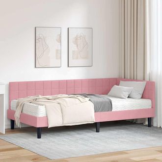 vidaXL Estructura De Cama Esquina Con Colch&oacute;n 2 Uds. Rosa 90 X 200 Cm Vidaxl