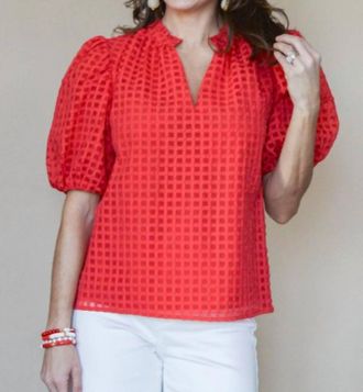 Sugarlips Poppy Fields Puff Sleeve Top In Red