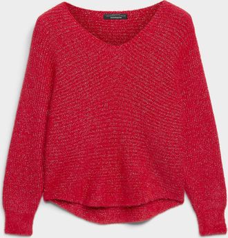 Contemporaine Womens Metallized thread ultra-soft cropped sweater Exclusive collection from Italy