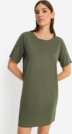 Lascana Nachthemd LSCN BY LASCANA, Damen, Gr. 32/34, N-Gr, khaki bedruckt, Single Jersey, Obermaterial: 50% Baumwolle, 50% Viskose, bedruckt, unifarben, l&auml;ssi