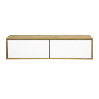Miliboo Mueble Tv De Pared Acabado Blanco Y Madera Clara Roble L120 Cm Flexo