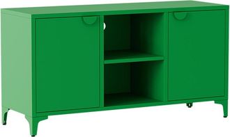 Oviala Aparador moderno de 2 puertas L120 cm en metal verde