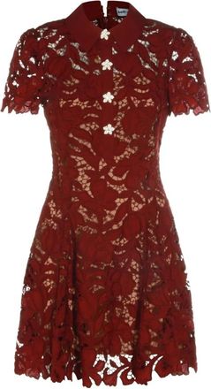 Self Portrait Kleedjes, Dames, Rood, XS, Polyester, Lace Midi Jurk