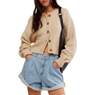 Free People Lila Crop Cardigan in Birch at Nordstrom Rack, Size Large