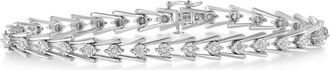 House of Brilliance Silver Diamond Wave-Style Link Bracelet in White at Nordstrom