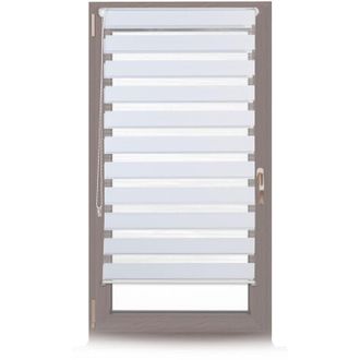 Relaxdays Relaxdays - 4 Estores Dobles De Sujeci&oacute;n Fija, Sin Perforaciones De Tela Blanco 56x156 Cm, Blanco