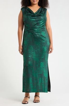 Connected Drape Neck Knit Midi Dress in Emerald at Nordstrom Rack, Size 18W