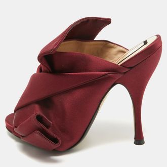 N&deg;21 N21 Burgundy Satin Raso Knot Mules