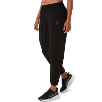 Asics Laufhose ASICS ASICS CORE WOVEN PANT, Damen, Gr. XL, N-Gr, schwarz (performance schwarz), Obermaterial: 87% Polyester, 13% Elasthan, Hosen Laufhose