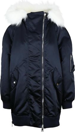 Dondup Gevoerde Parka Jas met Nep Bont Capuchon - Dames - Winterjassen - Blauw - M - Jassen