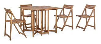 BIZZOTTO Juego de mesa plegable y 4 sillas de madera natural
