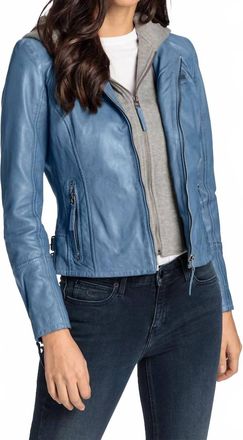 Mauritius Nola Regular Fit Leather Jacket In Atlantic Blue