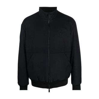 Giorgio Armani Elegant Blauw Blouson Jack - Heren - Bomber jackets - Blauw - 2XL - Wol - Jassen