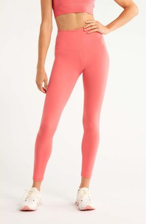 Zella Studio Luxe High Waist 7/8 Leggings in Coral Sharon at Nordstrom, Size X-Small