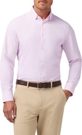 Mizzen+Main Leeward Trim Fit Plaid Performance Button-Up Shirt in Pink Salt Banker Stripe at Nordstrom, Size X-Large