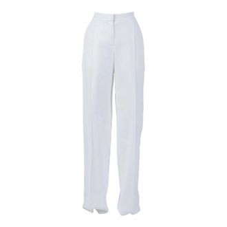 Elisabetta Franchi Wide Trousers, female, White, Size: L Pleated Trousers