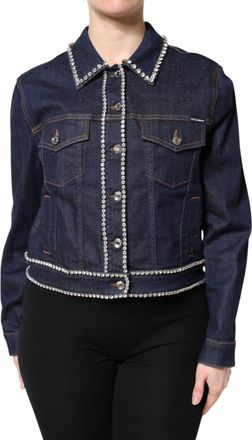 Dolce & Gabbana Womens Blue Denim Cotton Crystal Embellished Jacket Clothing