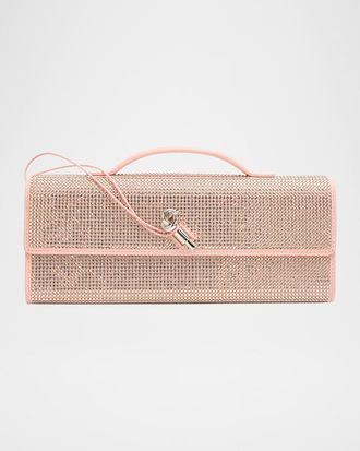 Bottega Veneta Andiamo Crystal Leather Clutch Bag