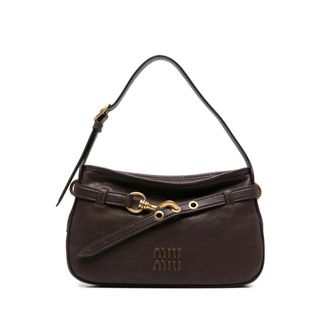 Miu Miu Logo-embossed Buckle-strap Shoulder Bag
