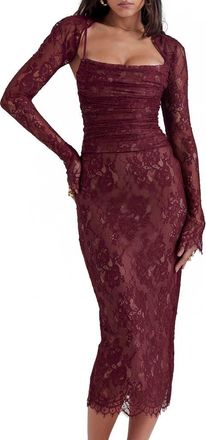 House of CB Gaia Long Sleeve Lace Body-Con Dress in Mulberry at Nordstrom, Size X-Small