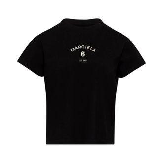 Maison Margiela T-Shirts, female, Black, Size: XS Printed Crew Neck T-Shirt