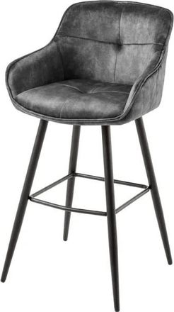 Global Interiors Design Barstuhl Elefantis mit Armlehnen - Samt Grau