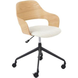 Beliani Beliani - Silla De Oficina Elegante Funci&oacute;n Giratoria Ajustable Asiento De Tejido De Poli&eacute;ster Madera Clara Y Beige Claro Novato