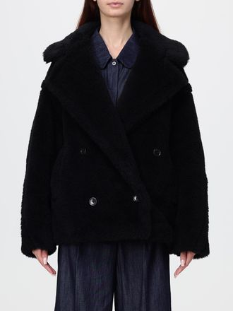 Max Mara Short Double-Breasted Faux-Fur Effect Coat in a Wool Blend