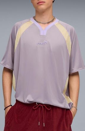 Puma x Fenty Mesh Inset Raglan Sleeve T-Shirt in Pale Plum at Nordstrom, Size Xx-Large