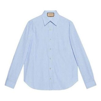Gucci Striped Cotton Shirt With Pocket Blue White 703396-ZAI4C-4421
